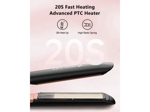 Alt view image 5 of 7 - Hair Straightener 1 Inch Flat Iron and Curler 2 in 1 Titanium Ceramic Ionic Dual Voltage Straightener with Heat-Resistant Silicone, for Less Frizz, Shinier & Smoother
