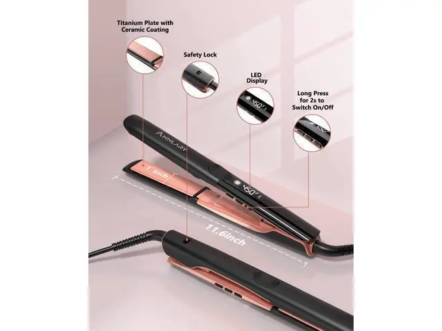 Alt view image 6 of 7 - Hair Straightener 1 Inch Flat Iron and Curler 2 in 1 Titanium Ceramic Ionic Dual Voltage Straightener with Heat-Resistant Silicone, for Less Frizz, Shinier & Smoother