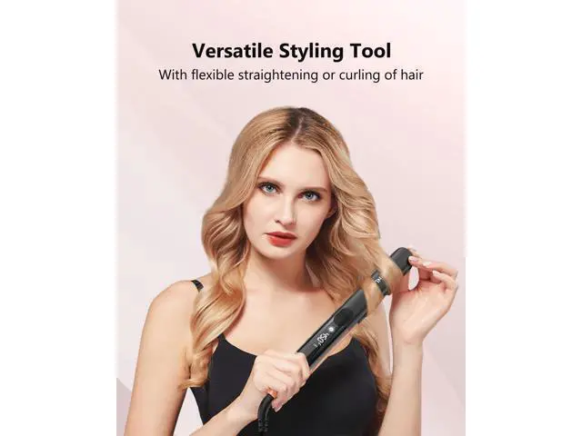 Alt view image 7 of 7 - Hair Straightener 1 Inch Flat Iron and Curler 2 in 1 Titanium Ceramic Ionic Dual Voltage Straightener with Heat-Resistant Silicone, for Less Frizz, Shinier & Smoother