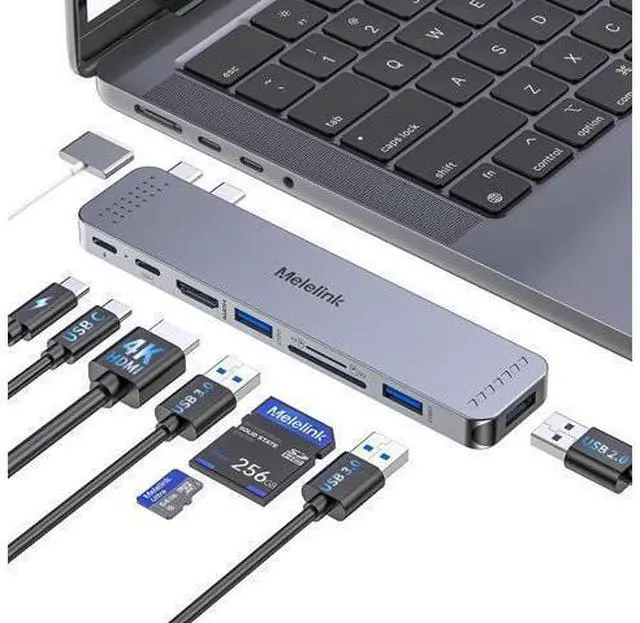 Main image of USB C Hub Adapter for MacBook Pro/Air M4 M3 M2 M1 2025-2018 13 14 15 16 Mac Multiport Adapter 8 in 2 MacBook Accessories Dongle with HDMI 4K Thunderbolt 3 USB C&A Data Ports SD TF Card Reader