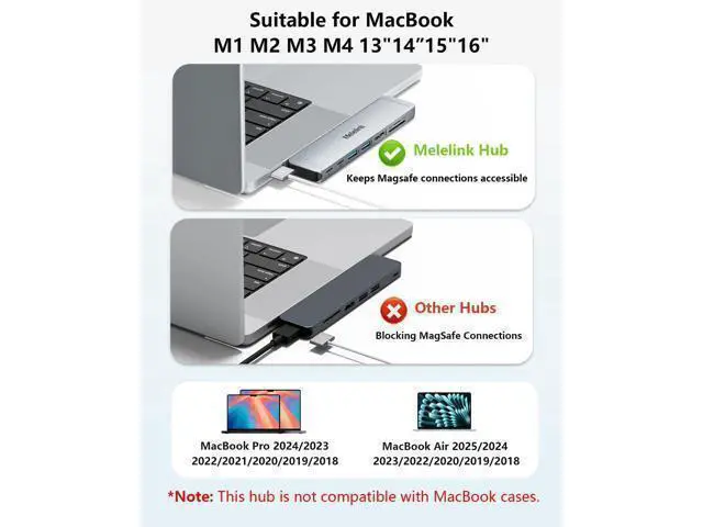 Alt view image 3 of 7 - USB C Hub Adapter for MacBook Pro/Air M4 M3 M2 M1 2025-2018 13 14 15 16 Mac Multiport Adapter 8 in 2 MacBook Accessories Dongle with HDMI 4K Thunderbolt 3 USB C&A Data Ports SD TF Card Reader