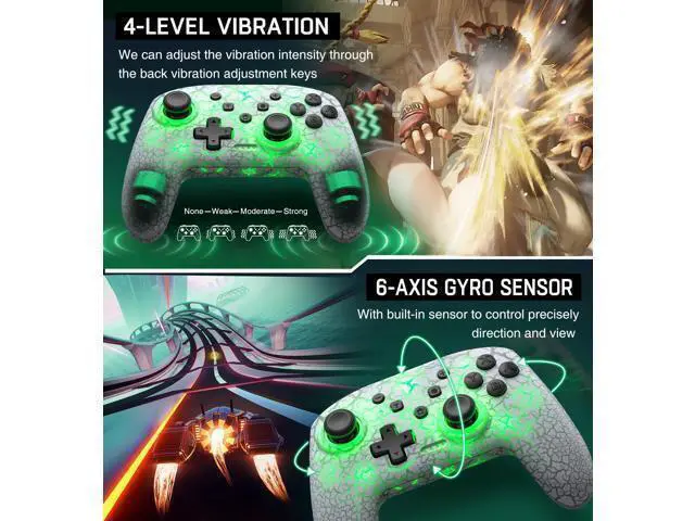 Alt view image 3 of 6 - Switch Controller Compatible with Switch 1/2/Lite/OLED, Wireless Pro Controllers Work with iOS/Android/PC with RGB Light, Programmable, TURBO & Wakeup
