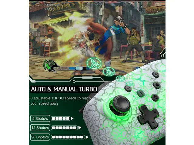 Alt view image 4 of 6 - Switch Controller Compatible with Switch 1/2/Lite/OLED, Wireless Pro Controllers Work with iOS/Android/PC with RGB Light, Programmable, TURBO & Wakeup