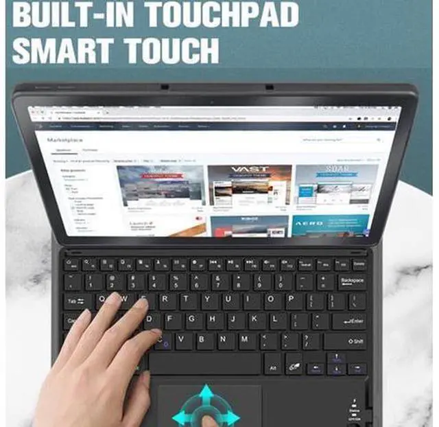 Alt view image 4 of 7 - Touchpad Keyboard Case for Lenovo Tab M10 Plus 10.6 inch 3rd Generation 2022 Slim Leather Cover with Detachable Keyboard / 7 Colors Backlit / Pencil Holder Rose Gold