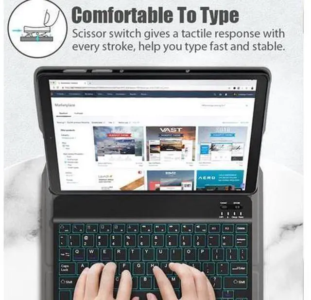 Alt view image 3 of 7 - BONAEVER Touchpad Keyboard Case for Lenovo Tab M10 Plus 10.6 inch 3rd Generation 2022 Slim Leather Cover with Keyboard / 7 Colors Backlit / Pencil Holder Rose Gold