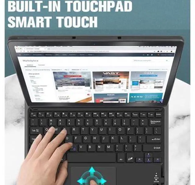 Alt view image 4 of 7 - BONAEVER Touchpad Keyboard Case for Lenovo Tab M10 Plus 10.6 inch 3rd Generation 2022 Slim Leather Cover with Keyboard / 7 Colors Backlit / Pencil Holder Rose Gold