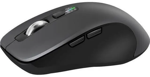 Alt view image 2 of 7 - Wireless Bluetooth Mouse (USB + BT1 + BT2) Full Size 4-Way Scrolling Multi-Device Silent Mouse for Computer Laptop iPad MacBook (Grey)