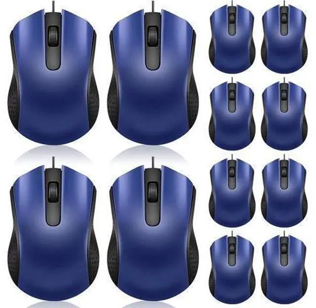 Main image of 12 Pcs Wired Computer Mouse Bulk Cord USB Computer Mice Ergonomic Wired Mouse for Pcs Computers Laptops Gaming Office Home Supplies(Blue)