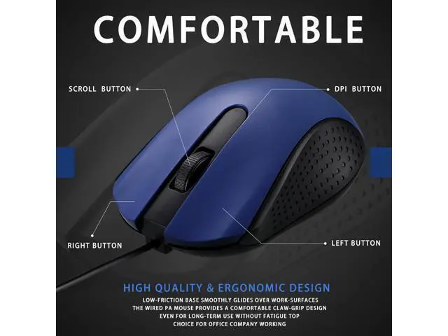 Alt view image 5 of 6 - 12 Pcs Wired Computer Mouse Bulk Cord USB Computer Mice Ergonomic Wired Mouse for Pcs Computers Laptops Gaming Office Home Supplies(Blue)