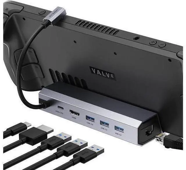 Main image of BONAEVER Docking Station For Valve Steam Deck 6-in-1 Steam Deck Dock with HDMI 2.0 4K@60Hz Gigabit Ethernet 3 USB-A 3.0 Full Speed Charging USB-C Port