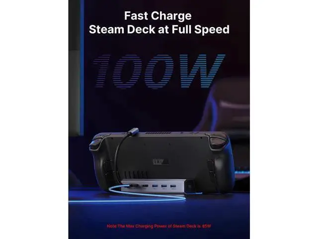 Alt view image 5 of 6 - BONAEVER Docking Station For Valve Steam Deck 6-in-1 Steam Deck Dock with HDMI 2.0 4K@60Hz Gigabit Ethernet 3 USB-A 3.0 Full Speed Charging USB-C Port