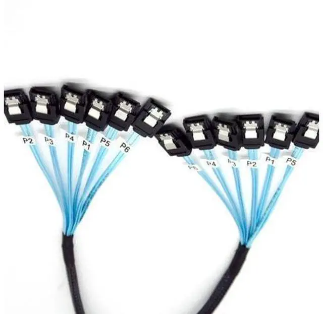 Main image of 2 Kinds SATA III Cable 12Gbps 7pin Female Straight To Straight Angle Female Data Cable with Locking Latch 0.5m 1m Blue(6sata-0.5M)