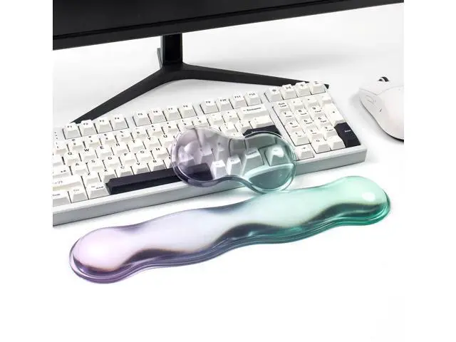 Alt view image 5 of 7 - Gel Keyboard and Mouse Wrist Rest Set Clear Wrist Rest for Computer Keyboard 60%/68%/75% Comfort & Support for Typing and Gaming(Purple Green)