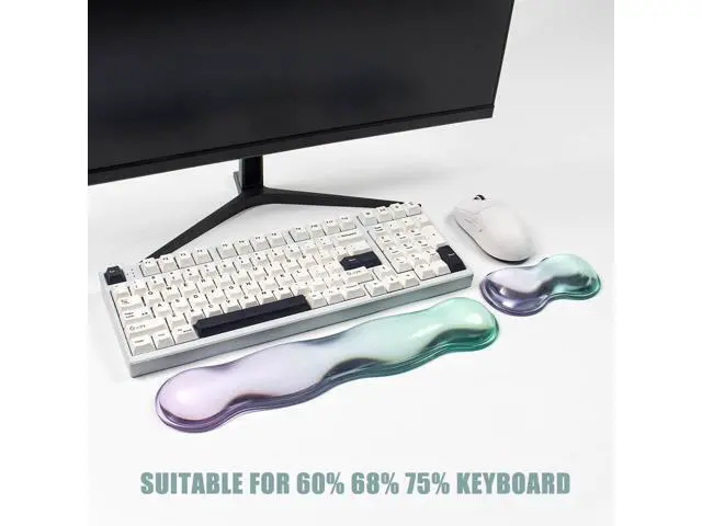 Alt view image 4 of 7 - Gel Keyboard and Mouse Wrist Rest Set Clear Wrist Rest for Computer Keyboard 60%/68%/75% Comfort & Support for Typing and Gaming(Purple Green)