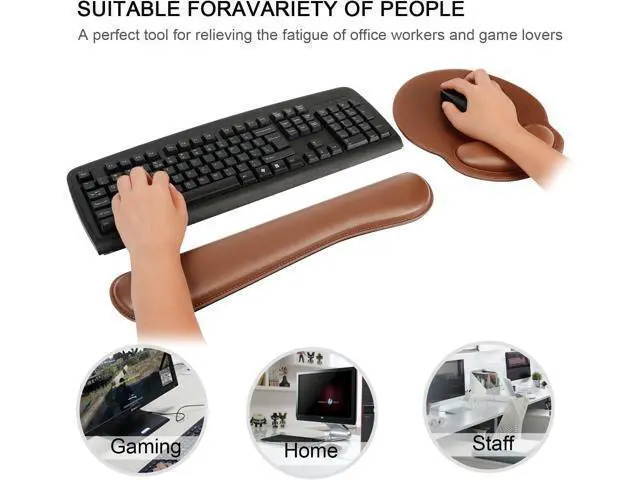 Alt view image 5 of 5 - Ergonomic PU Leather Keyboard Wrist Rest and Mouse Pad with Wrist Support Memory Foam Set for Computer/Laptop Gaming and Office Comfortable for Easy Typing & Pain Relief (PU Brown)
