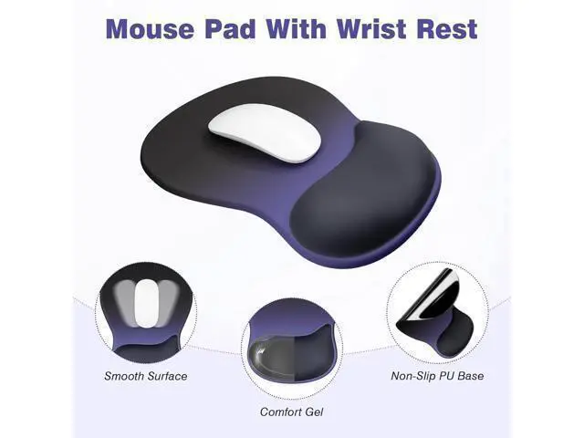 Alt view image 4 of 6 - Keyboard Wrist Rest Set with Ergonomic Mouse Pad - 3-in-1 Memory Foam Support for Pain Relief Office & Gaming with Coaster Black Gradient