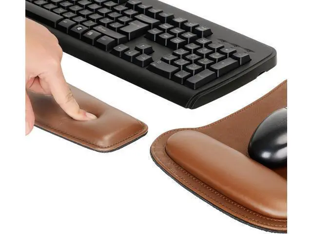 Alt view image 4 of 6 - Keyboard Wrist Rest Pad and Mouse Wrist Rest Support Mouse Pad Set Sturdy & Comfortable & Lightweight for Easy Typing & Pain Relief-Ergonomic Support (Brown)