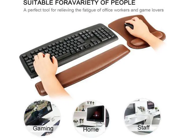 Alt view image 6 of 6 - Keyboard Wrist Rest Pad and Mouse Wrist Rest Support Mouse Pad Set Sturdy & Comfortable & Lightweight for Easy Typing & Pain Relief-Ergonomic Support (Brown)