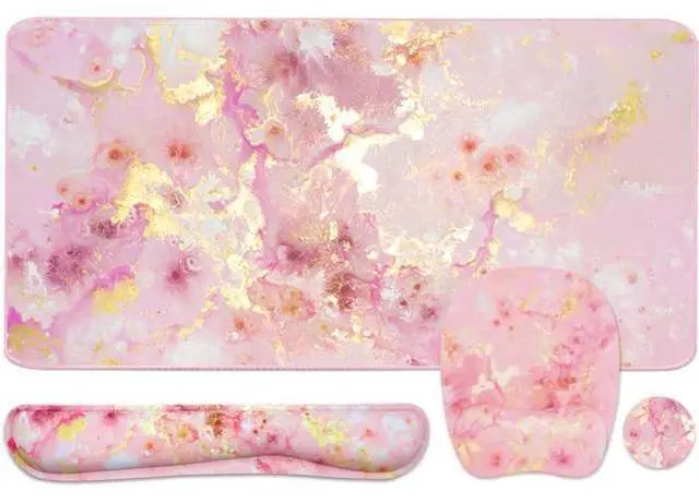 Main image of Keyboard Wrist Rest Large Mouse Pad Wrist Support for Computer 4 in 1 Memory Foam Keyboard Pad Desk Mat Ergonomic Hand Rest Wrist Cushion for Home Office Gaming - Pink Gold