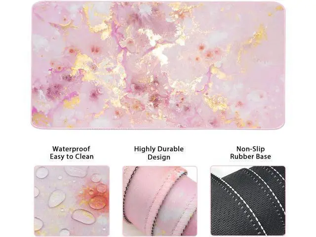 Alt view image 3 of 6 - Keyboard Wrist Rest Large Mouse Pad Wrist Support for Computer 4 in 1 Memory Foam Keyboard Pad Desk Mat Ergonomic Hand Rest Wrist Cushion for Home Office Gaming - Pink Gold