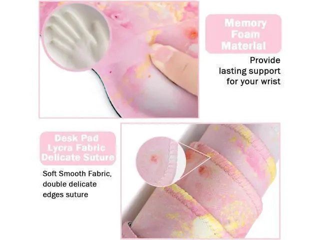 Alt view image 4 of 6 - Keyboard Wrist Rest Large Mouse Pad Wrist Support for Computer 4 in 1 Memory Foam Keyboard Pad Desk Mat Ergonomic Hand Rest Wrist Cushion for Home Office Gaming - Pink Gold