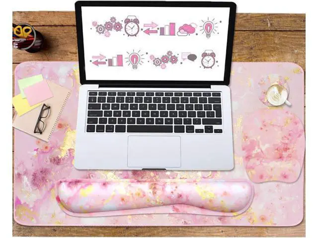 Alt view image 5 of 6 - Keyboard Wrist Rest Large Mouse Pad Wrist Support for Computer 4 in 1 Memory Foam Keyboard Pad Desk Mat Ergonomic Hand Rest Wrist Cushion for Home Office Gaming - Pink Gold