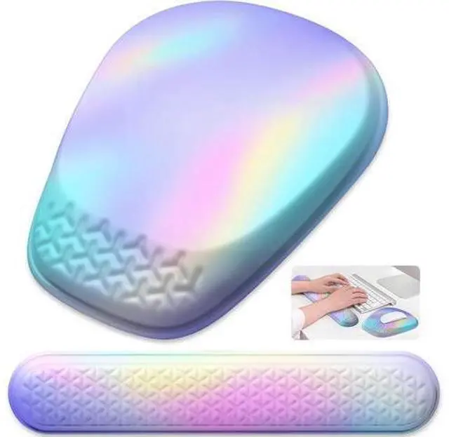 Main image of Mouse Pad with Wrist Rest Comfortable Memory Foam Wrist Rest for Computer Keyboard Ergonomic Mouse Pad Set for Easy Typing & Pain Relief - Gradient Blue Pink