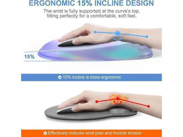 Alt view image 2 of 7 - Mouse Pad with Wrist Rest Comfortable Memory Foam Wrist Rest for Computer Keyboard Ergonomic Mouse Pad Set for Easy Typing & Pain Relief - Gradient Blue Pink