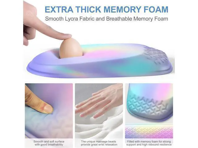 Alt view image 3 of 7 - Mouse Pad with Wrist Rest Comfortable Memory Foam Wrist Rest for Computer Keyboard Ergonomic Mouse Pad Set for Easy Typing & Pain Relief - Gradient Blue Pink