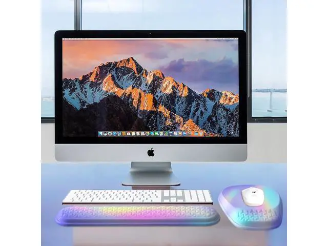 Alt view image 6 of 7 - Mouse Pad with Wrist Rest Comfortable Memory Foam Wrist Rest for Computer Keyboard Ergonomic Mouse Pad Set for Easy Typing & Pain Relief - Gradient Blue Pink