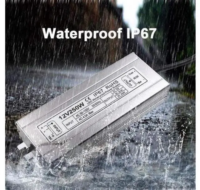 Alt view image 2 of 7 - BONAEVER LED Power Supply 250W High-powerTransformer Waterproof IP67 12V DC Driver Adapter for Outdoor Use