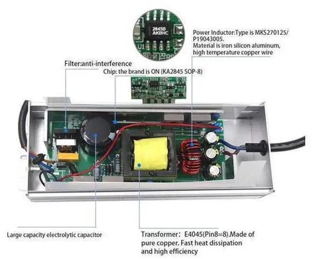 Alt view image 3 of 7 - BONAEVER LED Power Supply 250W High-powerTransformer Waterproof IP67 12V DC Driver Adapter for Outdoor Use