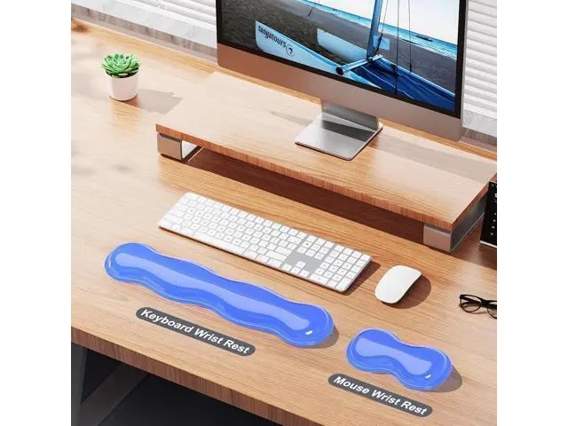 Alt view image 2 of 7 - Gel Keyboard and Mouse Wrist Rest Set Comfort Ergonomic Wrist Support for Wrist Pain Relief Computer Keyboard Wrist Rest (Blue)