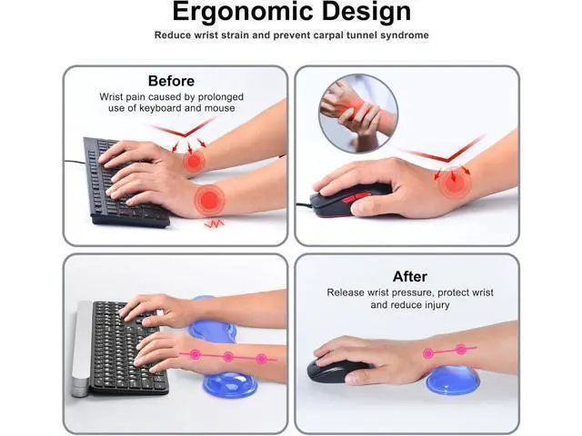 Alt view image 3 of 7 - Gel Keyboard and Mouse Wrist Rest Set Comfort Ergonomic Wrist Support for Wrist Pain Relief Computer Keyboard Wrist Rest (Blue)