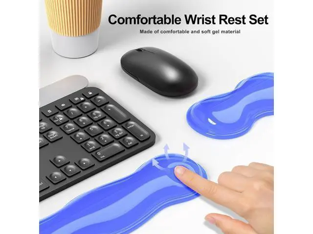Alt view image 4 of 7 - Gel Keyboard and Mouse Wrist Rest Set Comfort Ergonomic Wrist Support for Wrist Pain Relief Computer Keyboard Wrist Rest (Blue)