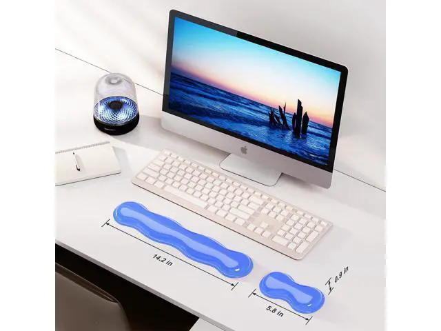 Alt view image 6 of 7 - Gel Keyboard and Mouse Wrist Rest Set Comfort Ergonomic Wrist Support for Wrist Pain Relief Computer Keyboard Wrist Rest (Blue)
