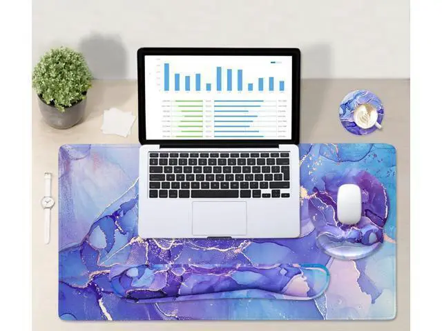 Alt view image 6 of 7 - 4-in-1 Gaming Mouse Pad Wrist Support SetDesk Pad + Mouse Pad with Wrist Rest + Keyboard Wrist Rest + Coaster Ergonomic Design for Home Office Study Game - Purple Marble
