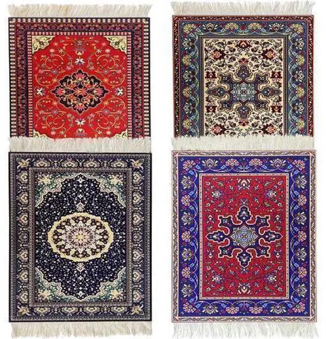 Main image of Rug Mouse Pads 4 Pack Woven Rug Persian Style Carpet Mouse Pad for Table Décor