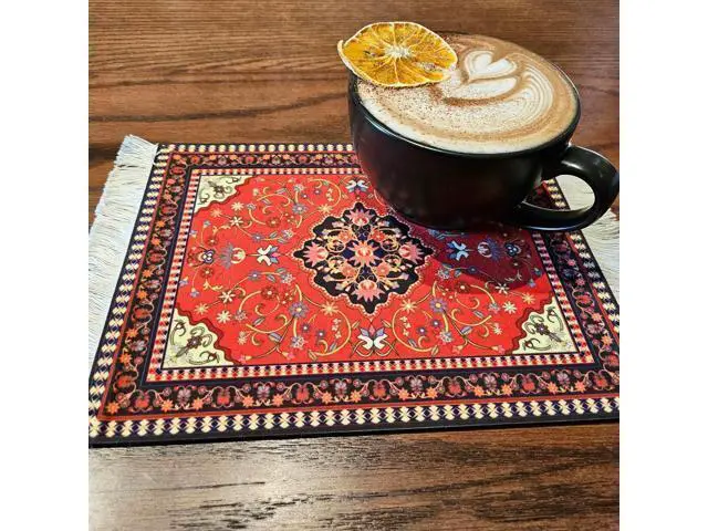 Alt view image 5 of 7 - Rug Mouse Pads 4 Pack Woven Rug Persian Style Carpet Mouse Pad for Table Décor