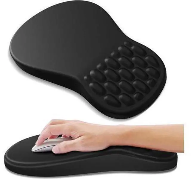 Main image of Ergonomic Mouse Pad with Wrist Rest Support Mousepad with Comfortable Memory Foam Wrist Rest and Non-Slip PU Base for Pain Relief Computer Laptop Office Home (Black)