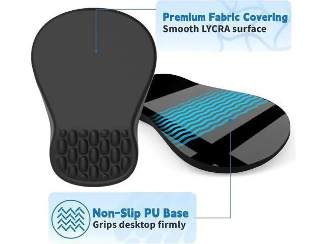 Alt view image 4 of 5 - Ergonomic Mouse Pad with Wrist Rest Support Mousepad with Comfortable Memory Foam Wrist Rest and Non-Slip PU Base for Pain Relief Computer Laptop Office Home (Black)