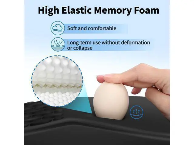Alt view image 3 of 5 - Ergonomic Mouse Pad with Wrist Rest Support Mousepad with Comfortable Memory Foam Wrist Rest and Non-Slip PU Base for Pain Relief Computer Laptop Office Home (Black)
