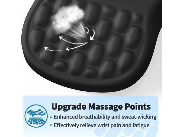 Alt view image 2 of 5 - Ergonomic Mouse Pad with Wrist Rest Support Mousepad with Comfortable Memory Foam Wrist Rest and Non-Slip PU Base for Pain Relief Computer Laptop Office Home (Black)
