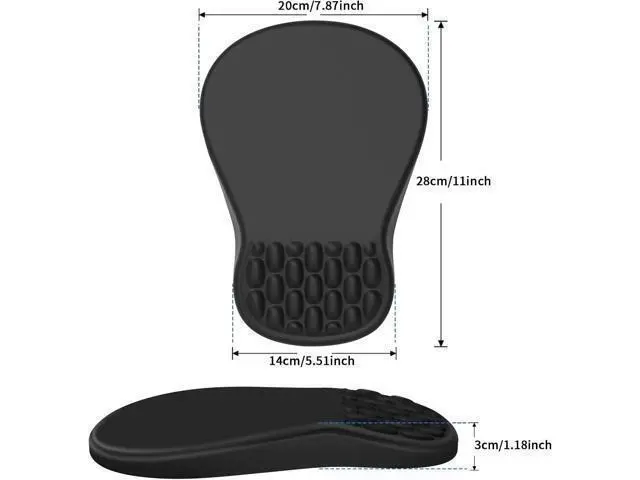 Alt view image 5 of 5 - Ergonomic Mouse Pad with Wrist Rest Support Mousepad with Comfortable Memory Foam Wrist Rest and Non-Slip PU Base for Pain Relief Computer Laptop Office Home (Black)