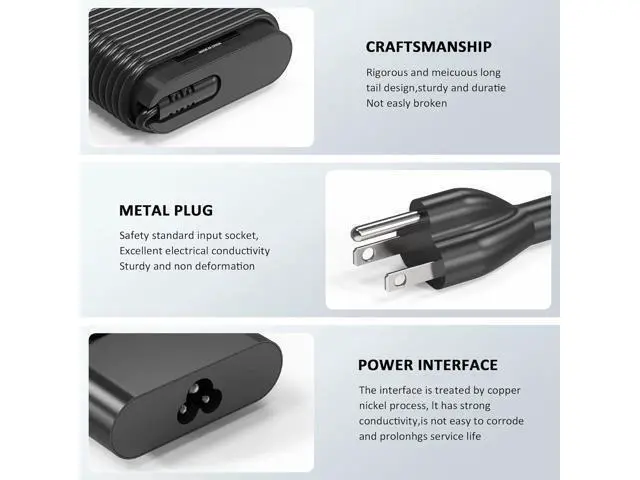 Alt view image 4 of 6 - 65W USB C Laptop Charger Compatible with Latitude 5420 5520 5320 7420 5430 7390 7320 Type C Fast Charging Power Cord