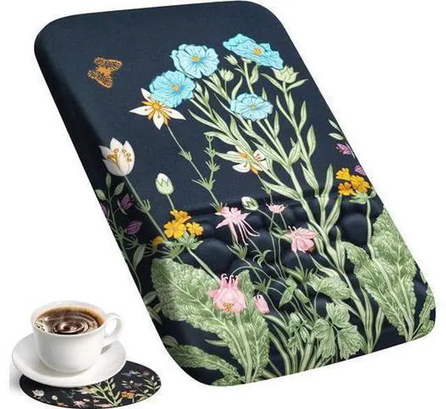 Main image of Mouse Pad with Wrist Rest Floral Ergonomic Comfortable Pain Relief Mousepad Wrist Support for Computer Office