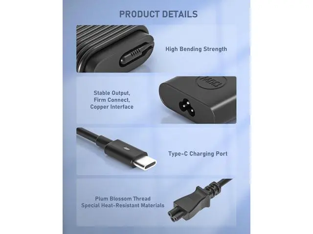 Alt view image 4 of 7 - 130W USB C Laptop Charger for Xps 15 16 17 9575 9640 9500 9510 9520 9530 9700 9720 9730 Precision 5470 5480 5540 5550 5560 5570 5760 3550 3560 3570 3580 Latitude Series Slim AC Adapter Power Cord