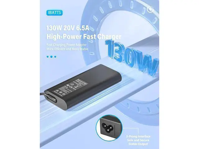 Alt view image 5 of 7 - 130W USB C Laptop Charger for Xps 15 16 17 9575 9640 9500 9510 9520 9530 9700 9720 9730 Precision 5470 5480 5540 5550 5560 5570 5760 3550 3560 3570 3580 Latitude Series Slim AC Adapter Power Cord