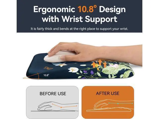 Alt view image 2 of 6 - Mouse Pad with Wrist Rest Floral Ergonomic Comfortable Pain Relief Mousepad Wrist Support for Computer Office
