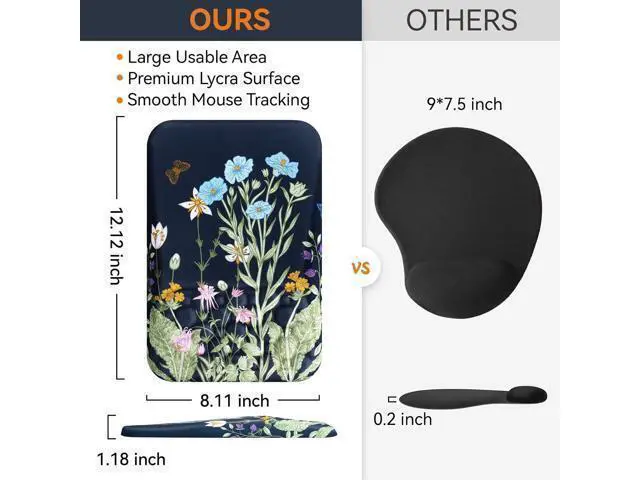 Alt view image 3 of 6 - Mouse Pad with Wrist Rest Floral Ergonomic Comfortable Pain Relief Mousepad Wrist Support for Computer Office